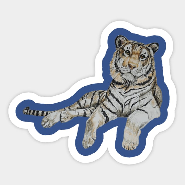 Tiger in Repose Sticker by smartartdesigns